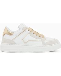 Emporio Armani - Leather Sneakers With-Coloured Details - Lyst