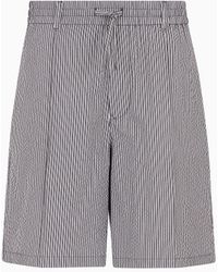 Emporio Armani - Drawstring Bermuda Shorts In Striped Seersucker Fabric - Lyst