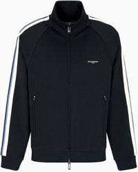 Emporio Armani - Sudadera Con Cremallera Completa De Punto Con Bandas En Contraste Asv - Lyst