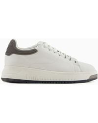Emporio Armani - Leather Sneakers With Contrasting Rubber Back - Lyst