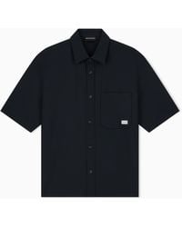 Emporio Armani - Seersucker Shirt With Down Padding And Rib Details - Lyst
