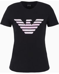 Emporio Armani - Organic Stretch Jersey T-shirt With Asv Oversized Eagle Pattern - Lyst