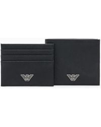 Emporio Armani - Geschenkbox Mit Asv Portemonnaie Und Kartenetui Aus Regeneriertem Saffiano-Leder Mit Adler-Plakette - Lyst