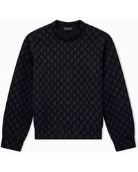 Emporio Armani - Double Jersey Sweatshirt With All-Over Logo Print - Lyst