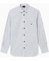 Emporio Armani - Striped Yarn-Dyed Fabric Button-Down Shirt - Lyst