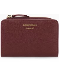Emporio Armani - Textured Leather Billfold Wallet With Zip-Around Closure - Lyst