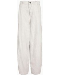 Emporio Armani - Asv Garment-dyed Denim-effect Linen And Lyocell Blend Trousers - Lyst