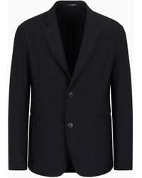 Emporio Armani - Chaqueta De Abotonadura Sencilla En Punto Técnico Con Microtextura De Efecto Tridimensional - Lyst