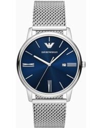 Emporio Armani - Three-Hand Date Stainless Steel Mesh Watch - Lyst