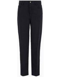Emporio Armani - Asv J04 Mid-rise Straight-leg Trousers In Garment-dyed Denim-effect Linen-lyocell Blend - Lyst