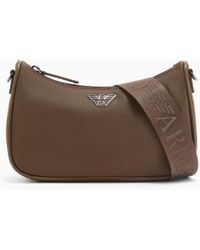 Emporio Armani - Recycled Shoulder Bag With A Zip Closure And Logo Strap - Lyst