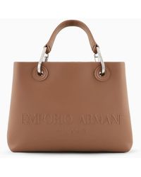 Emporio Armani - Small Myea Shopper Bag With Oversized Embossed Logo - Lyst