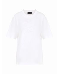 Emporio Armani - Camiseta De Punto Grueso Orgánico Con Estampado Y Logotipo Bordado Con Lentejuelas Asv - Lyst