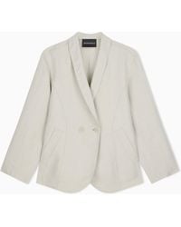 Emporio Armani - Linen-Blend Double-Breasted Jacket - Lyst