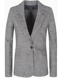 Emporio Armani - Blazer À Simple Boutonnage En Maille Jersey Compacte Prince-De-Galles Icon - Lyst