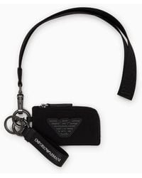 Emporio Armani - Saffiano-print Regenerated-leather Card Holder And Keyring Gift Box - Lyst