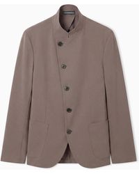 Emporio Armani - Icon Guru-Collar Jacket With Off-Centre Fastening - Lyst