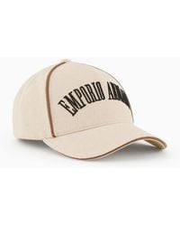 Emporio Armani - Canvas Baseball Cap With Oversized Embroidered Logo - Lyst