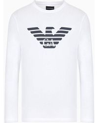 Emporio Armani - Pima-jersey Jumper With Printed Logo - Lyst