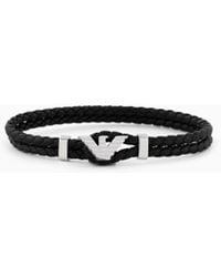 Emporio Armani - Leather Id Bracelet - Lyst