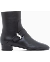 Emporio Armani - Nappa Leather Ankle Boots With A Side Zip And Metal Buckle - Lyst