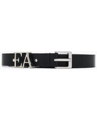Emporio Armani - Smooth Leather Belt With Moulded Ea Buckle - Lyst