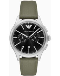 Emporio Armani - Chronograph Leather Strap Watch - Lyst