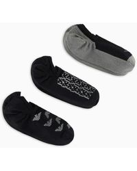 Emporio Armani - Three-pack Of Trainer Socks With Jacquard Gifting Logo - Lyst