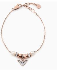Emporio Armani - White Mother Of Pearl Components Bracelet - Lyst