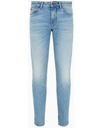 Emporio Armani - J06 Slim-fit-jeans Aus Stretch-denim Mit Rinse-waschung Und Schmutziger Optik. - Lyst
