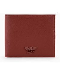 Emporio Armani - Ari Sustainability Values Regenerated Saffiano Leather Card Holder Wallet With Rubberised Eagle - Lyst