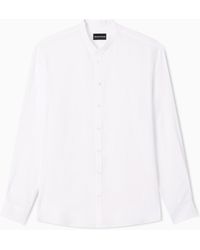 Emporio Armani - Pure Linen Shirt With Guru Collar - Lyst