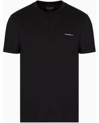 Emporio Armani - -jersey Blend T-shirt With Micro Logo Lettering - Lyst