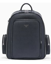 Emporio Armani - Backpack With A Metallic Logo And-Tone Zips - Lyst