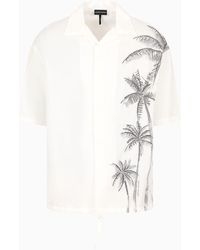 Emporio Armani - Short-sleeved Shirt With Palm-tree Embroidery And Print - Lyst