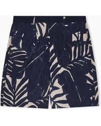 Emporio Armani - Linen-Blend Bermuda Shorts With All-Over Pattern - Lyst