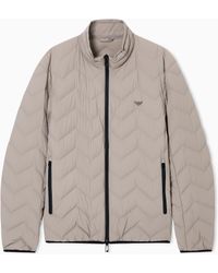 Emporio Armani - Water-Repellent Chevron Quilted Nylon Spandex Down Jacket - Lyst