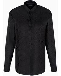 Emporio Armani - Silk-Blend Animal Jacquard Shirt With Guru Collar - Lyst