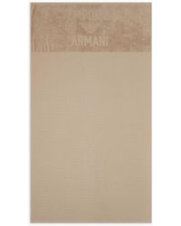 Emporio Armani - Serviette De Plage En Éponge Gaufrée Avec Logo - Lyst