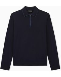 Emporio Armani - Travel Essential Smooth Wool Polo Collar Sweater - Lyst