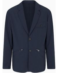 Emporio Armani - Single-Breasted Nylon Seersucker Blazer - Lyst