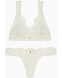 Emporio Armani - Bridal Asv Recycled Lace Bra And Thong Set - Lyst