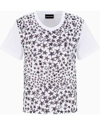 Emporio Armani - Asv Organic Jersey T-shirt With All-over Star Print - Lyst