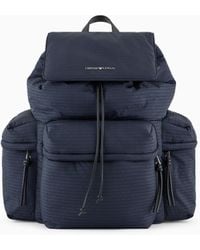 Emporio Armani - Nylon Backpack With All-Over, Jacquard Logo Lettering - Lyst