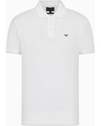 Emporio Armani - Mercerised Piqué Polo Shirt With Micro Eagle - Lyst