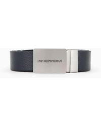 Emporio Armani - Reversible Leather Belt With Logo Buckle - Lyst