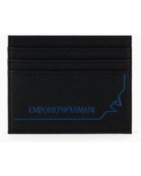 Emporio Armani - Asv Regenerated Saffiano Leather Card Holder With Graphic Design Eagle - Lyst