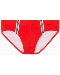 Emporio Armani - Asv Badeslip Aus Recyceltem Nylon Mit Logoband - Lyst
