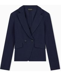 Emporio Armani - Unlined Cotton Jersey Blazer With A Jacquard Relief Pattern - Lyst