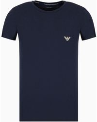 Emporio Armani - Camiseta De Estar Por Casa Slim Fit De Algodón Orgánico Con Banda Con Logotipo Asv - Lyst